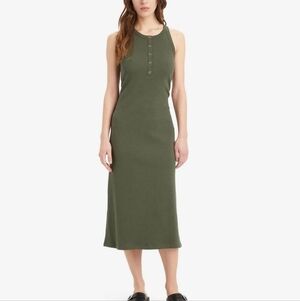 Levi's Ribbed Sleeveless Tank Dress Ivy Green Size Small